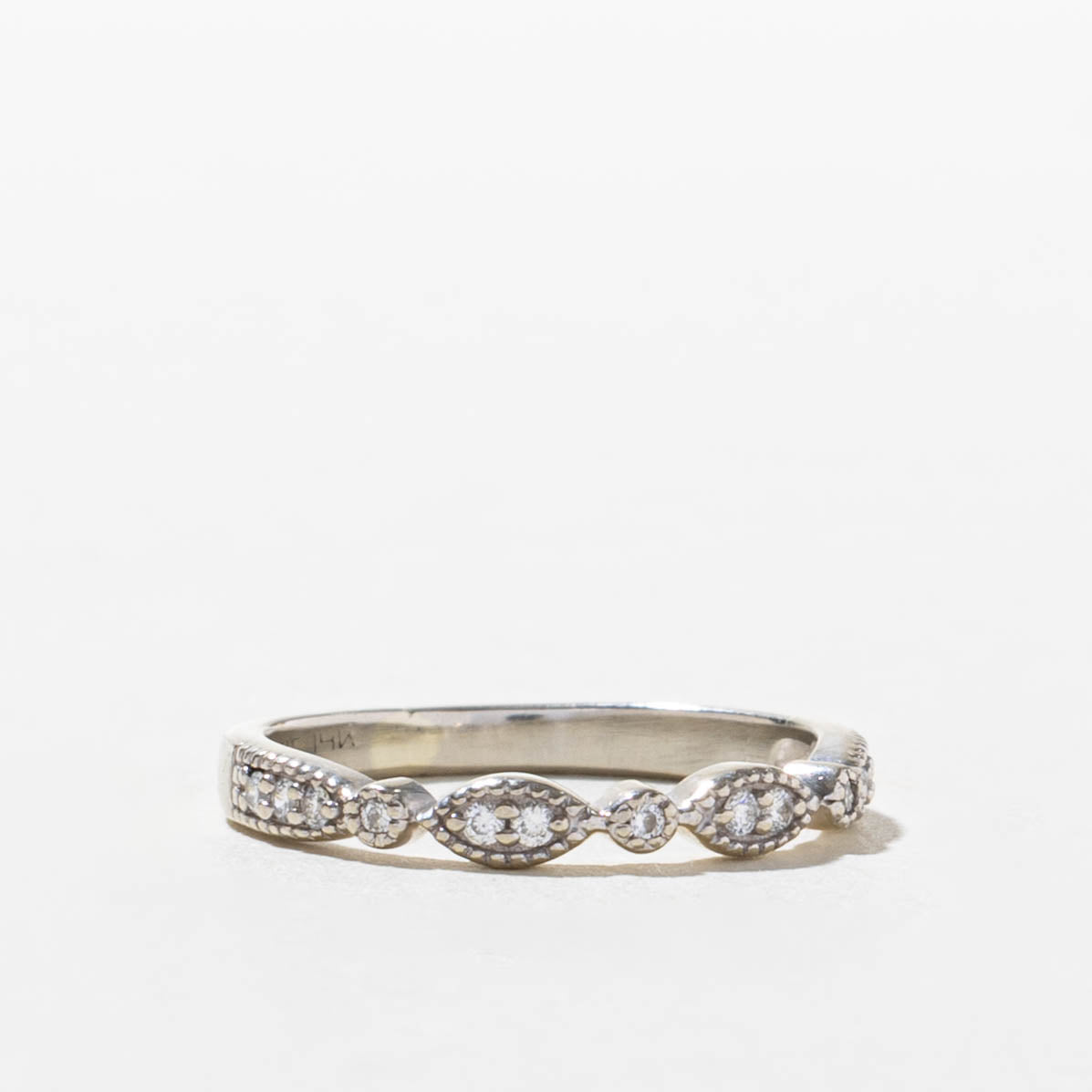 14k Diamond Marquise Patterned Milgrain Band | SZ 5.25