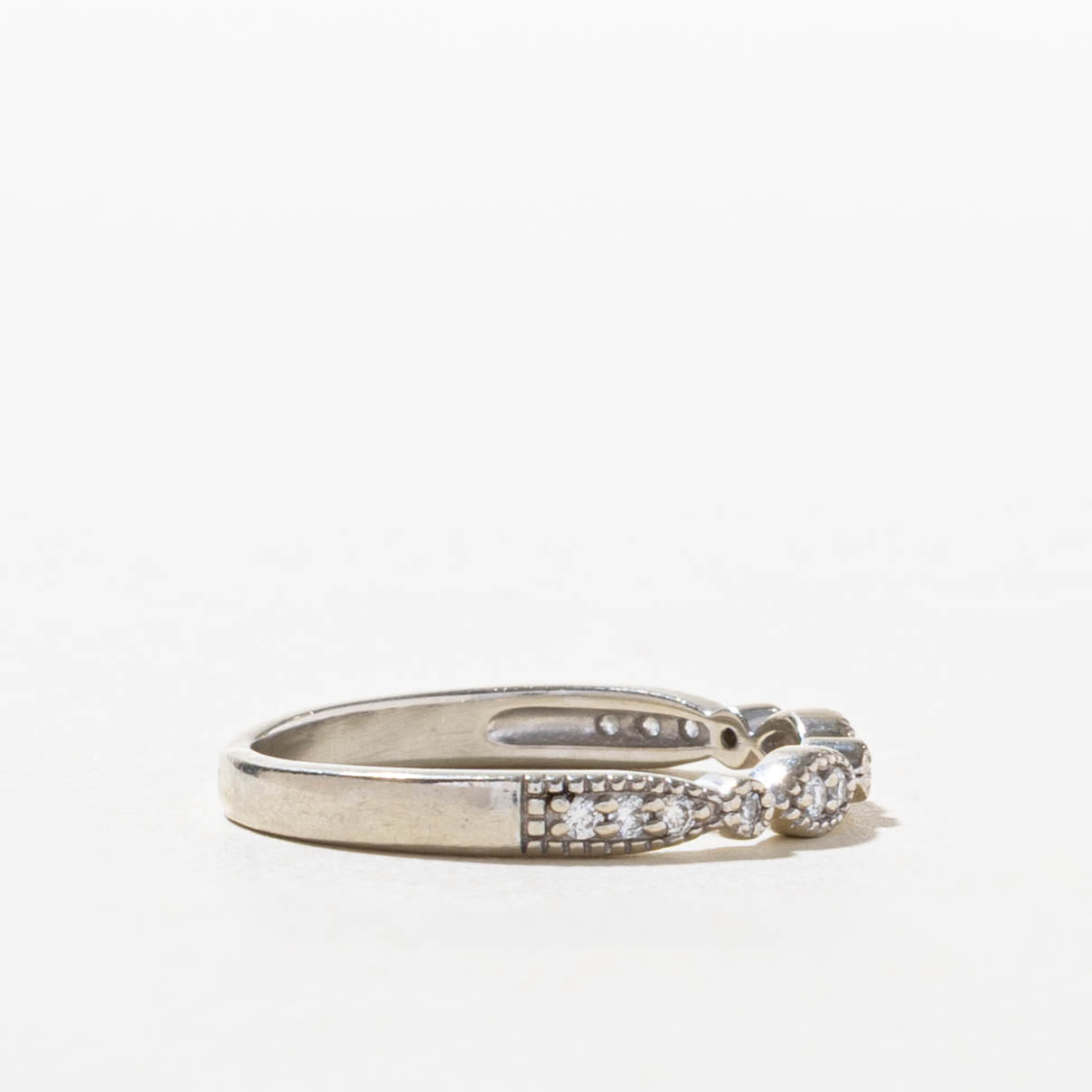 14k Diamond Marquise Patterned Milgrain Band | SZ 5.25