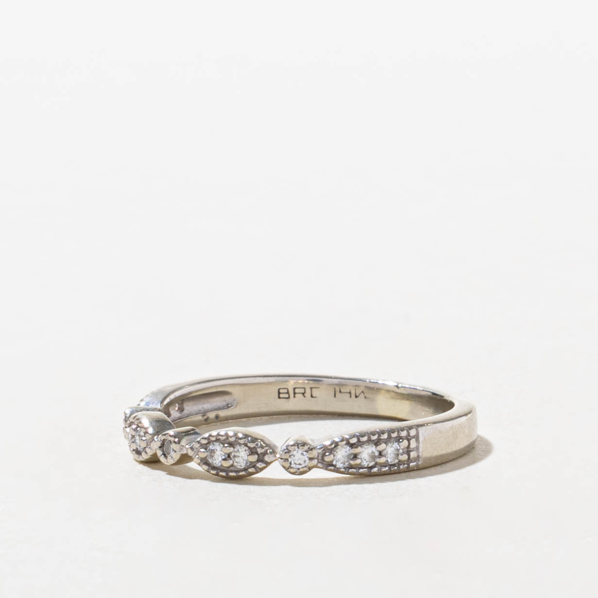 14k Diamond Marquise Patterned Milgrain Band | SZ 5.25