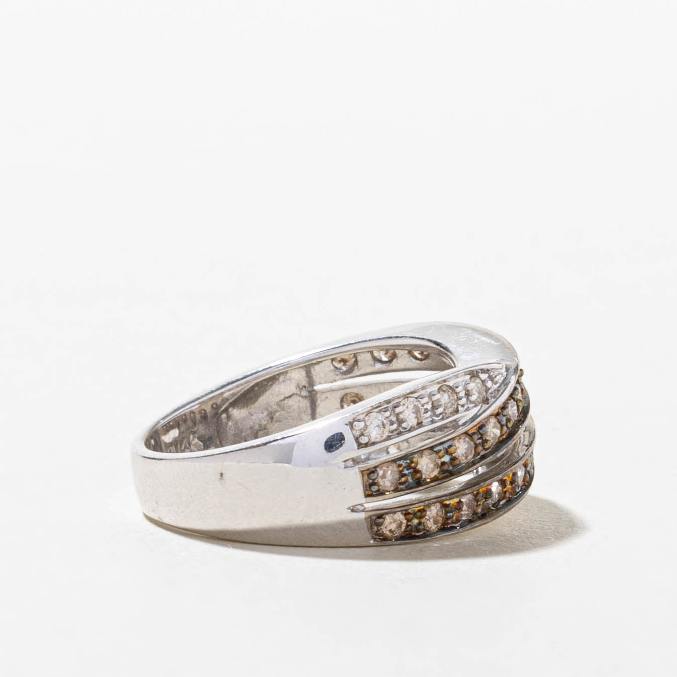 14k Diamond Double Row Crossover Ring | SZ 6.25