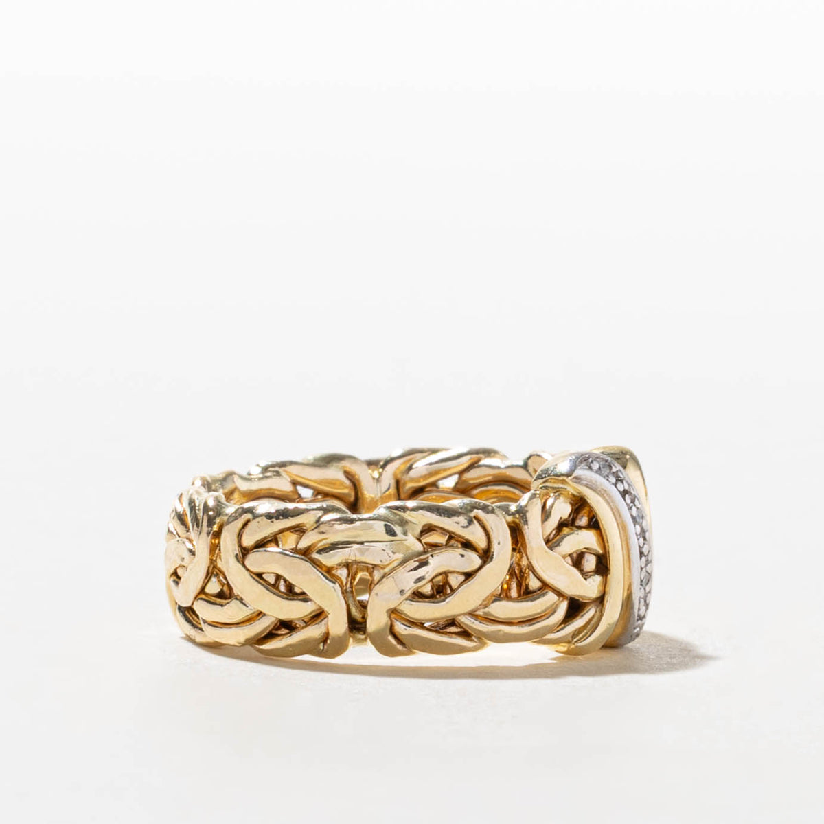 14k Diamond Accented Byzantine Chain Ring | SZ 6.75
