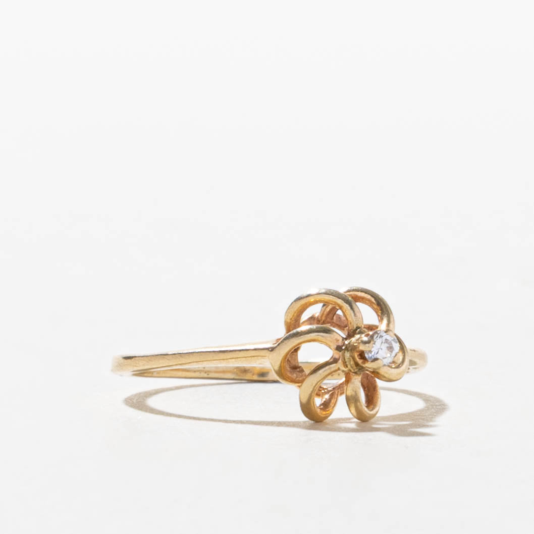14k Diamond Spiral Floral Ring | SZ 3.5