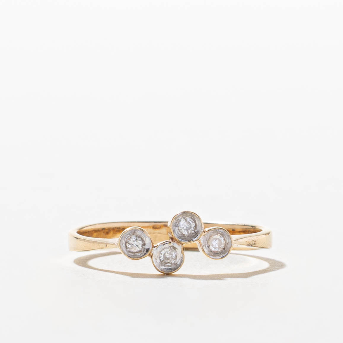 14k Four Stone Bezel Set Diamond Ring | SZ 6.25