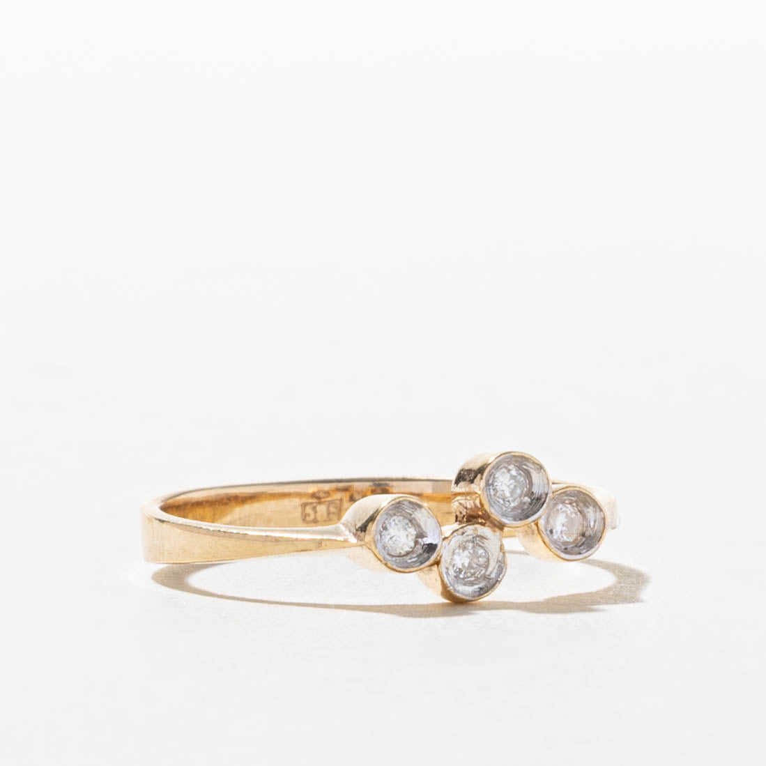 14k Four Stone Bezel Set Diamond Ring | SZ 6.25