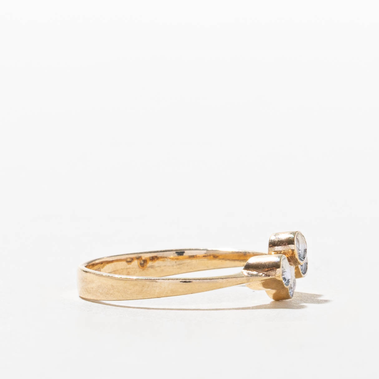 14k Four Stone Bezel Set Diamond Ring | SZ 6.25