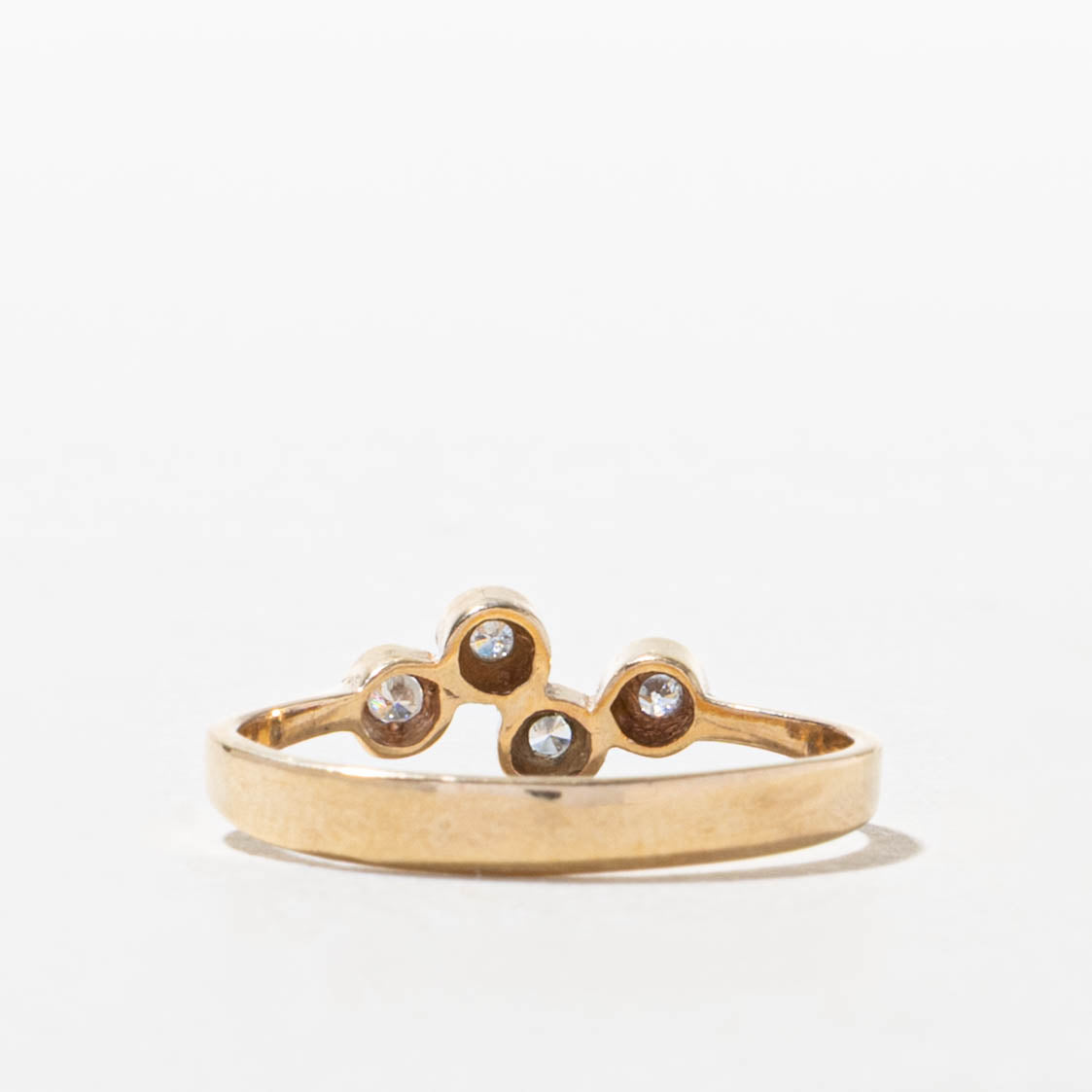 14k Four Stone Bezel Set Diamond Ring | SZ 6.25
