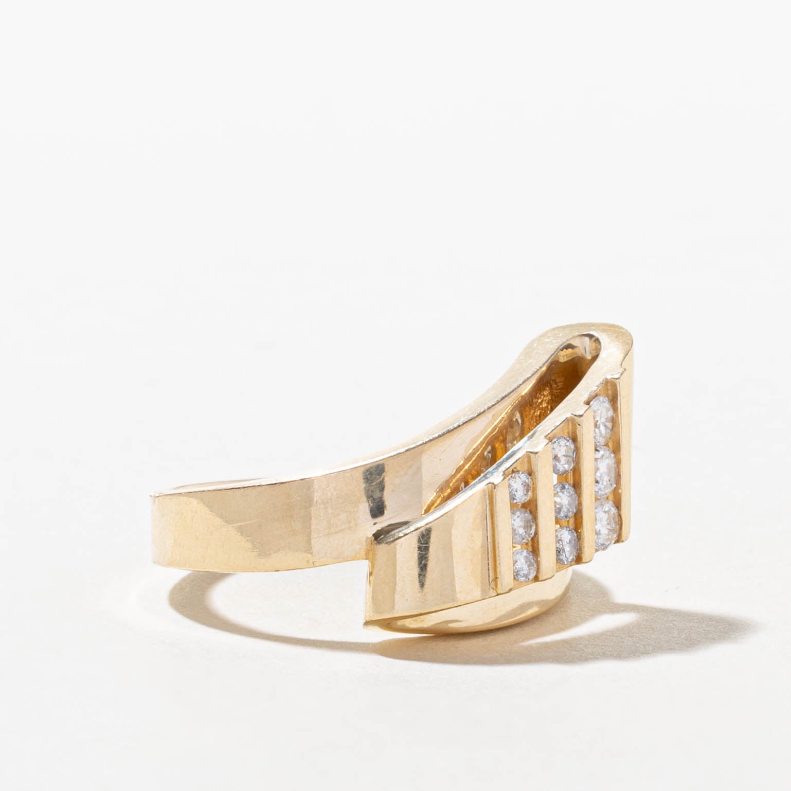 14k Channel Set Diamond Geometric Bypass Ring | SZ 9.5