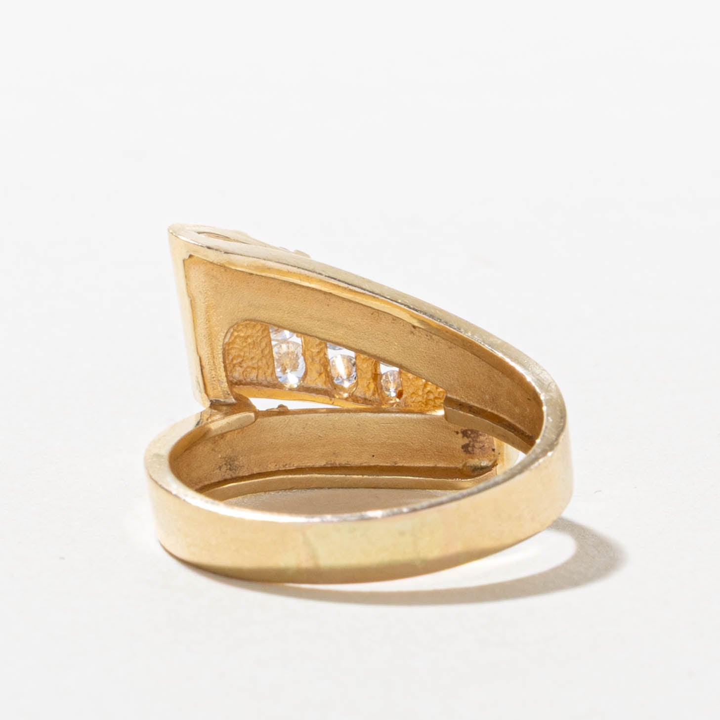 14k Channel Set Diamond Geometric Bypass Ring | SZ 9.5