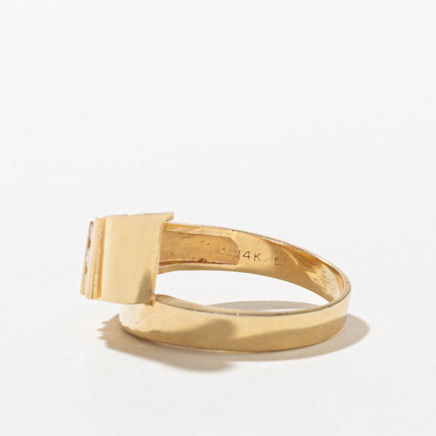 14k Channel Set Diamond Geometric Bypass Ring | SZ 9.5