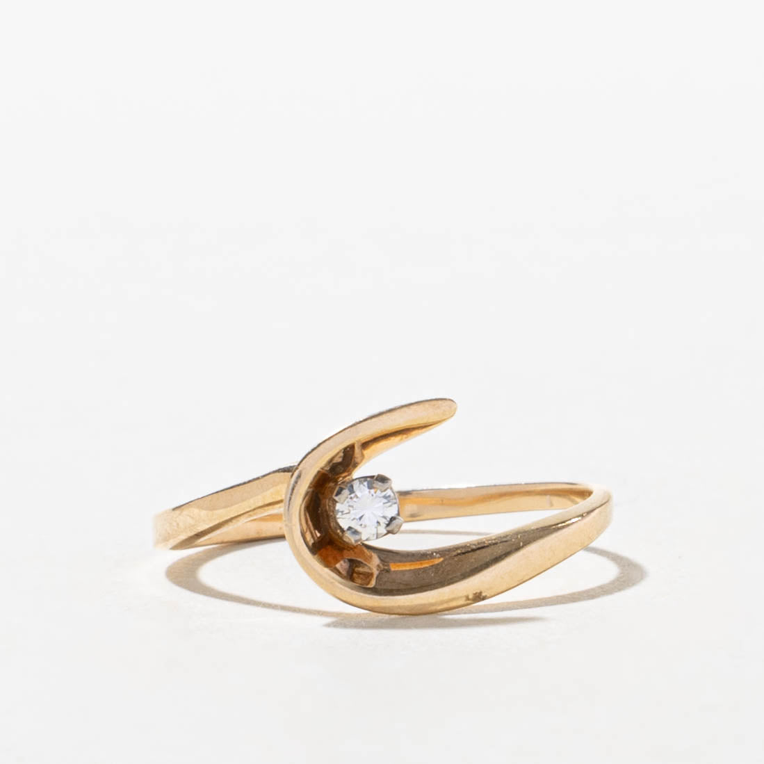 14k Diamond Crescent Abstract Ring | SZ 5.5