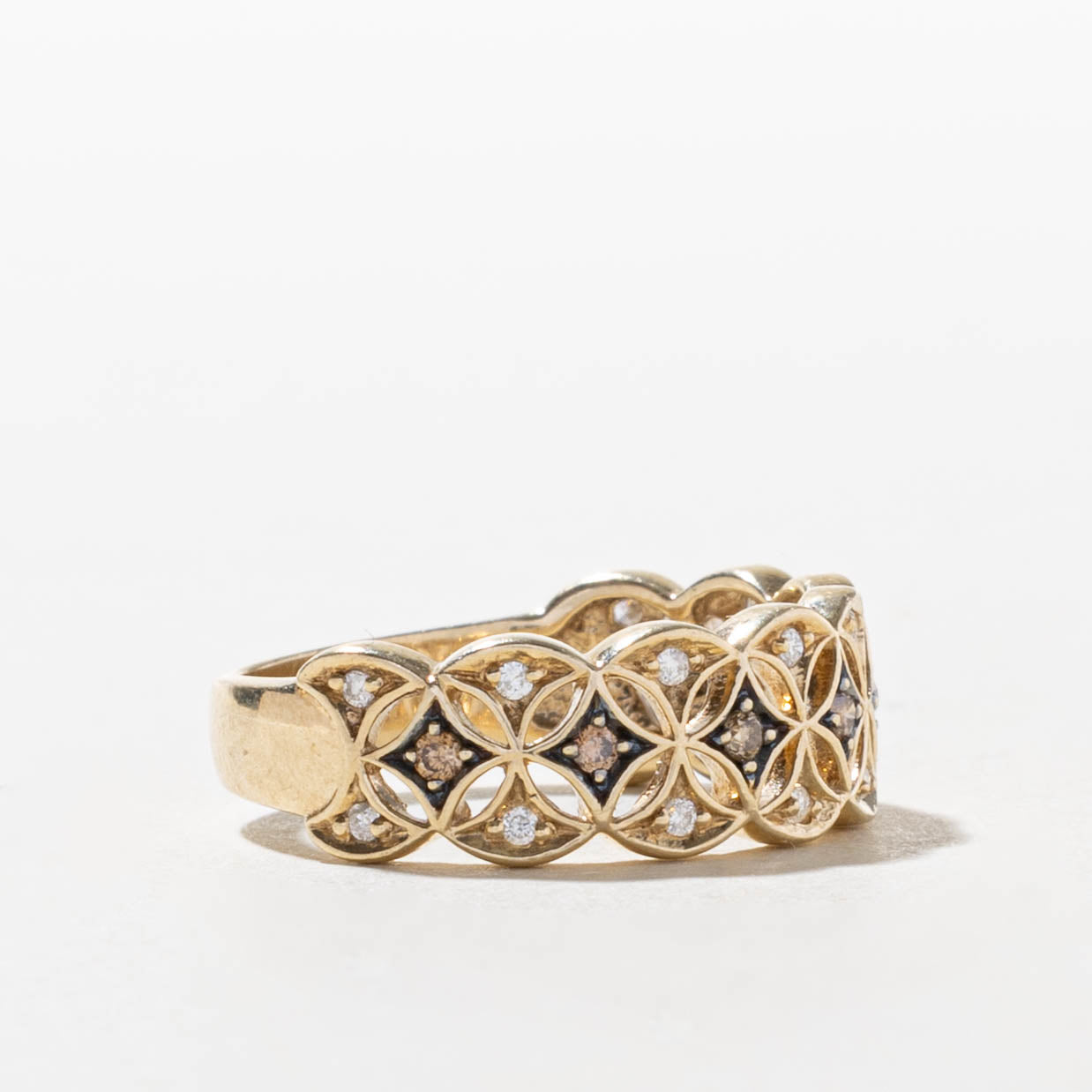 10k Diamond Floral Patterned Openwork Band | SZ 6.75