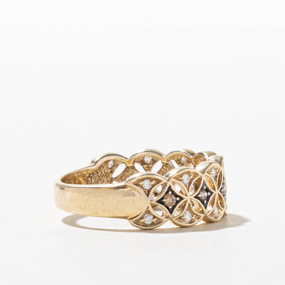10k Diamond Floral Patterned Openwork Band | SZ 6.75