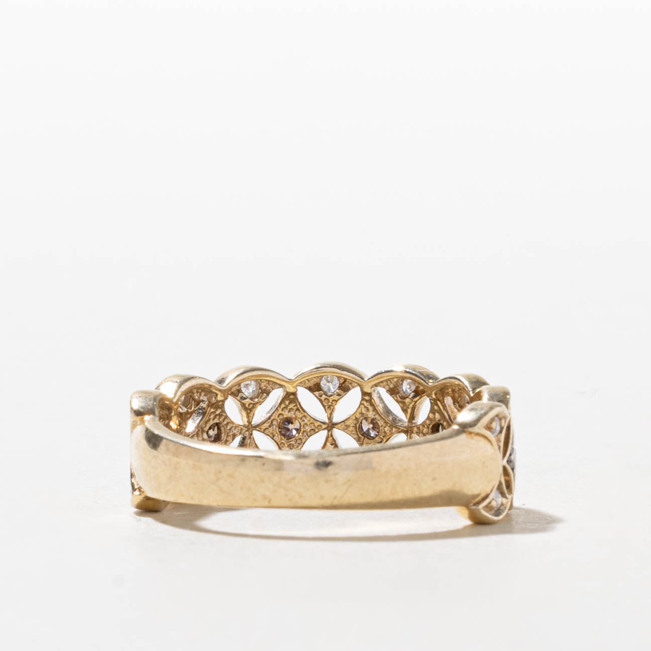 10k Diamond Floral Patterned Openwork Band | SZ 6.75