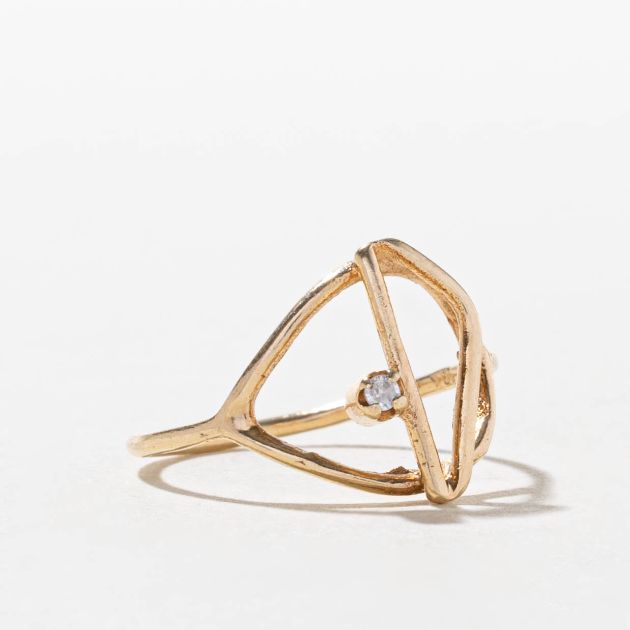 10k Diamond Geometric Abstract Ring | SZ 5.25