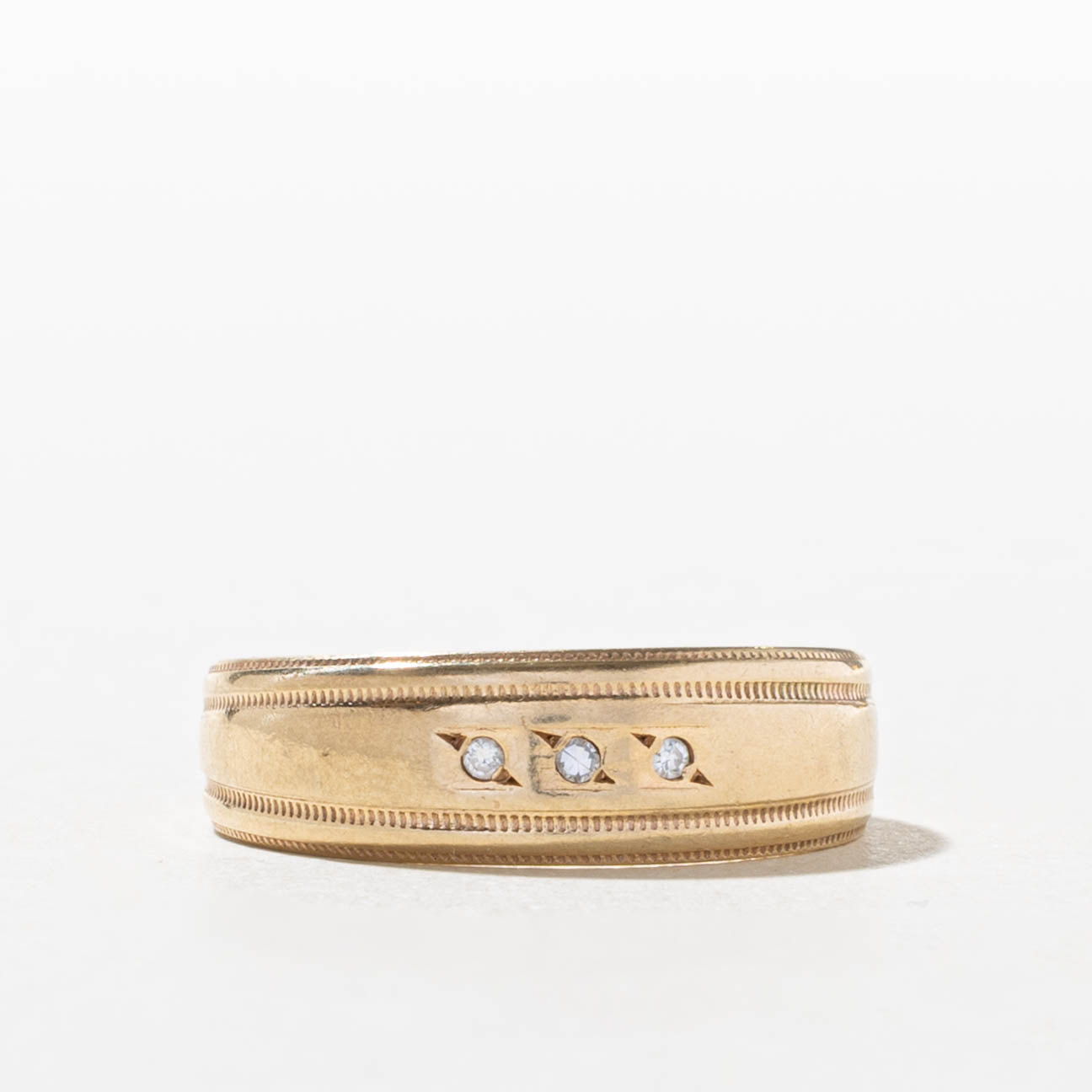 10k Star Set Diamond Milgrain Band | SZ 8.25