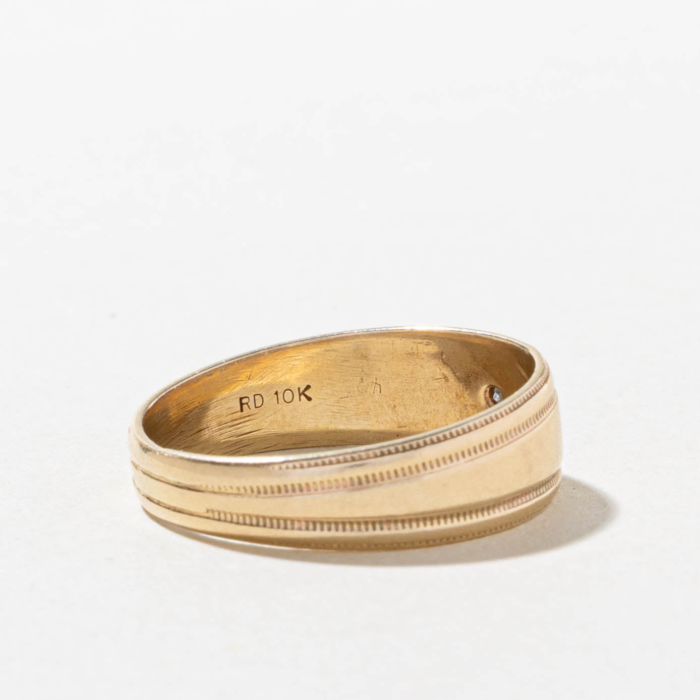 10k Star Set Diamond Milgrain Band | SZ 8.25