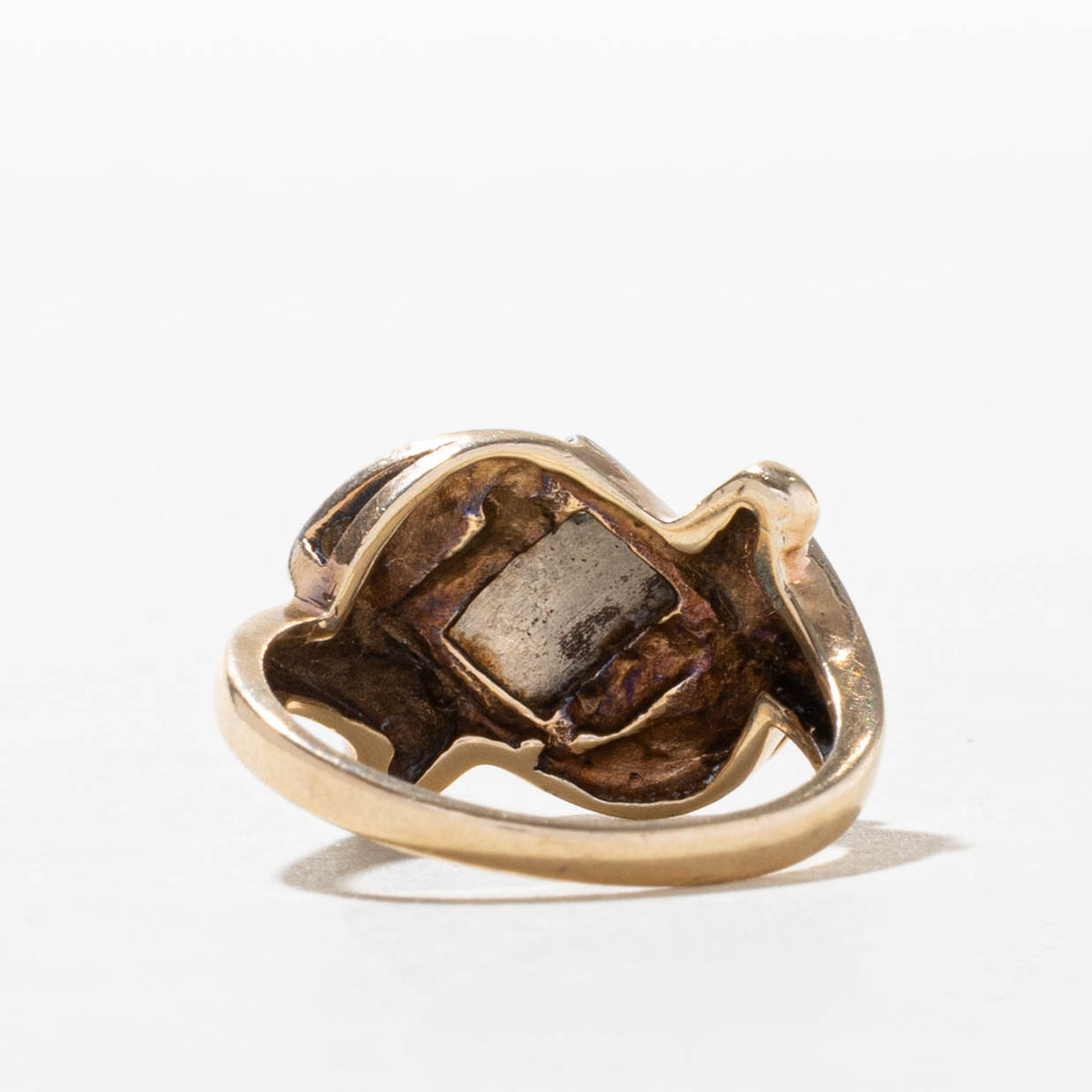 10k Two Tone Gold Diamond Engraved Abstract Ring | SZ 6