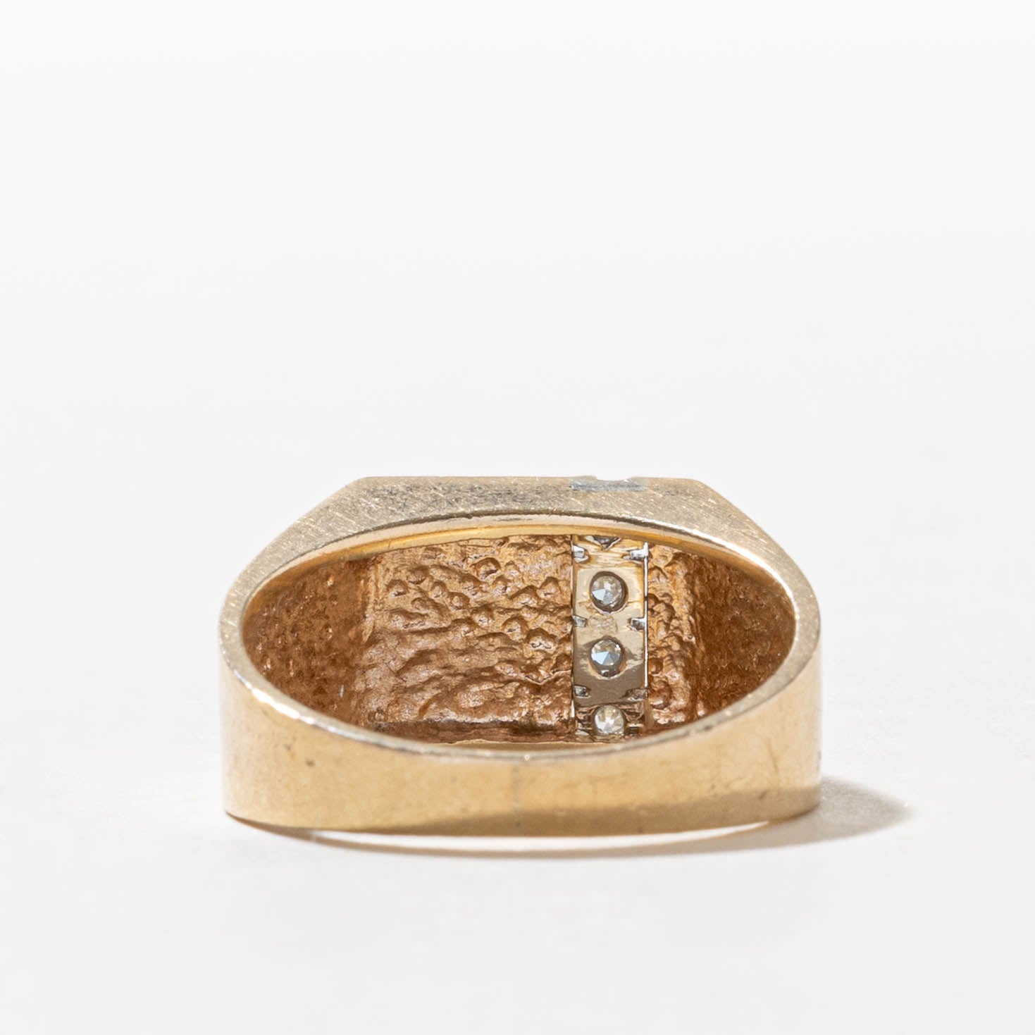 10k Diamond "RM" Initial Engraved Signet Ring | SZ 7.75