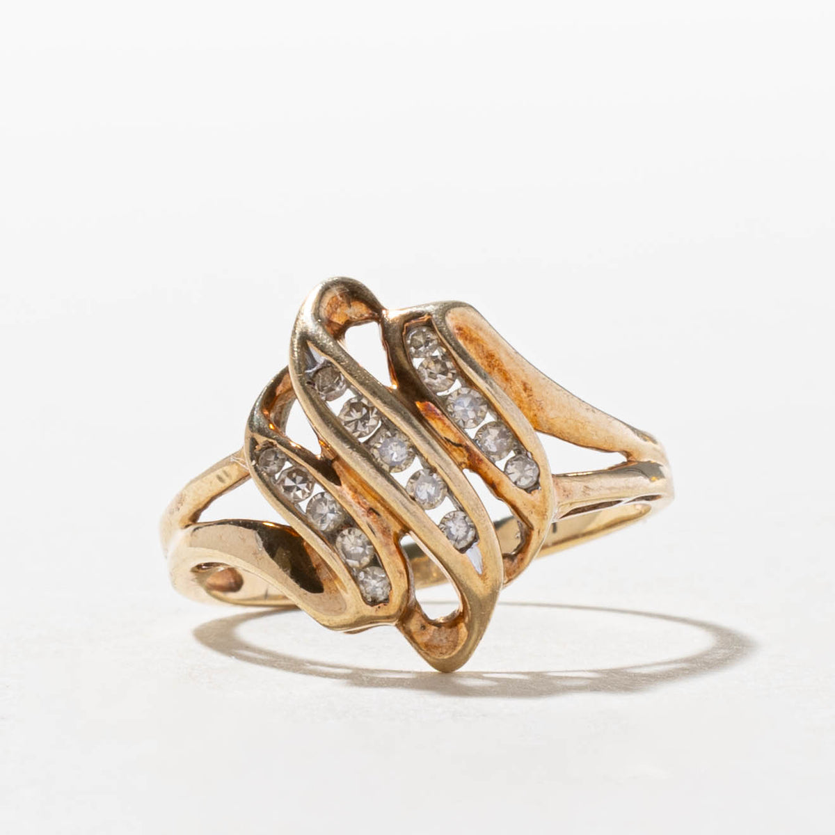 10k Channel Set Diamond Multi Row Waterfall Ring | SZ 7.75
