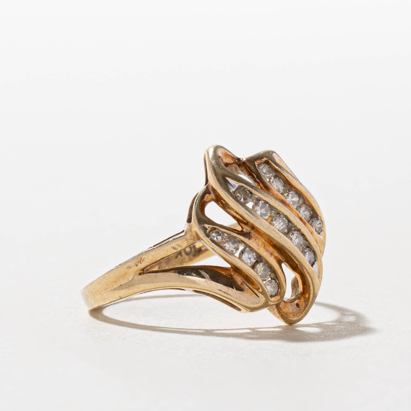 10k Channel Set Diamond Multi Row Waterfall Ring | SZ 7.75