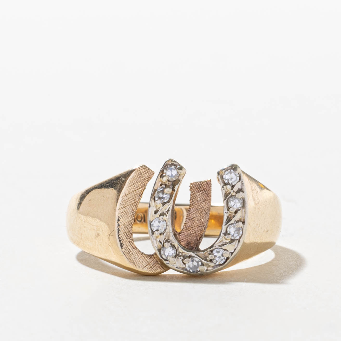 10k Diamond Double Horseshoe Ring | SZ 9.75