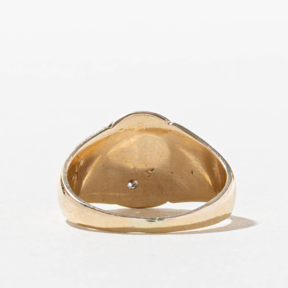 10k Corner Diamond "P" Initial Engraved Signet Ring | SZ 3