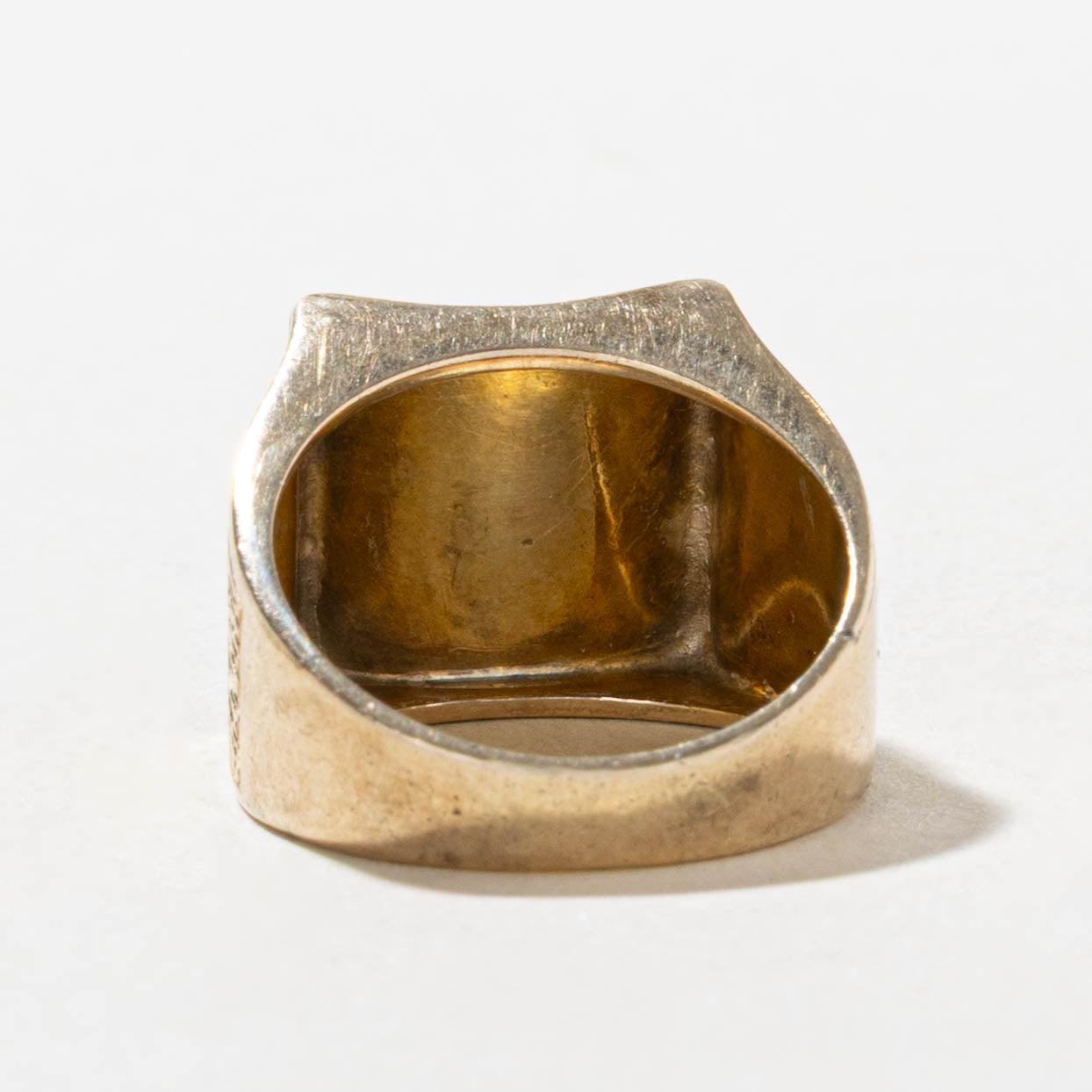 10k Diamond "L" Initial Textured Signet Ring | SZ 4.25