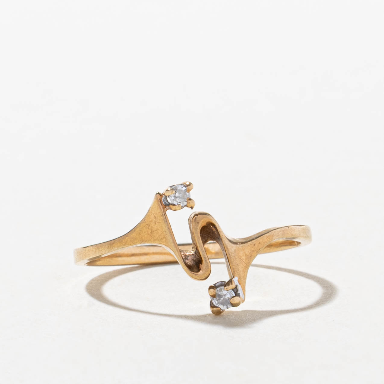 10k Two Stone Diamond Swirl Abstract Ring | SZ 6.25