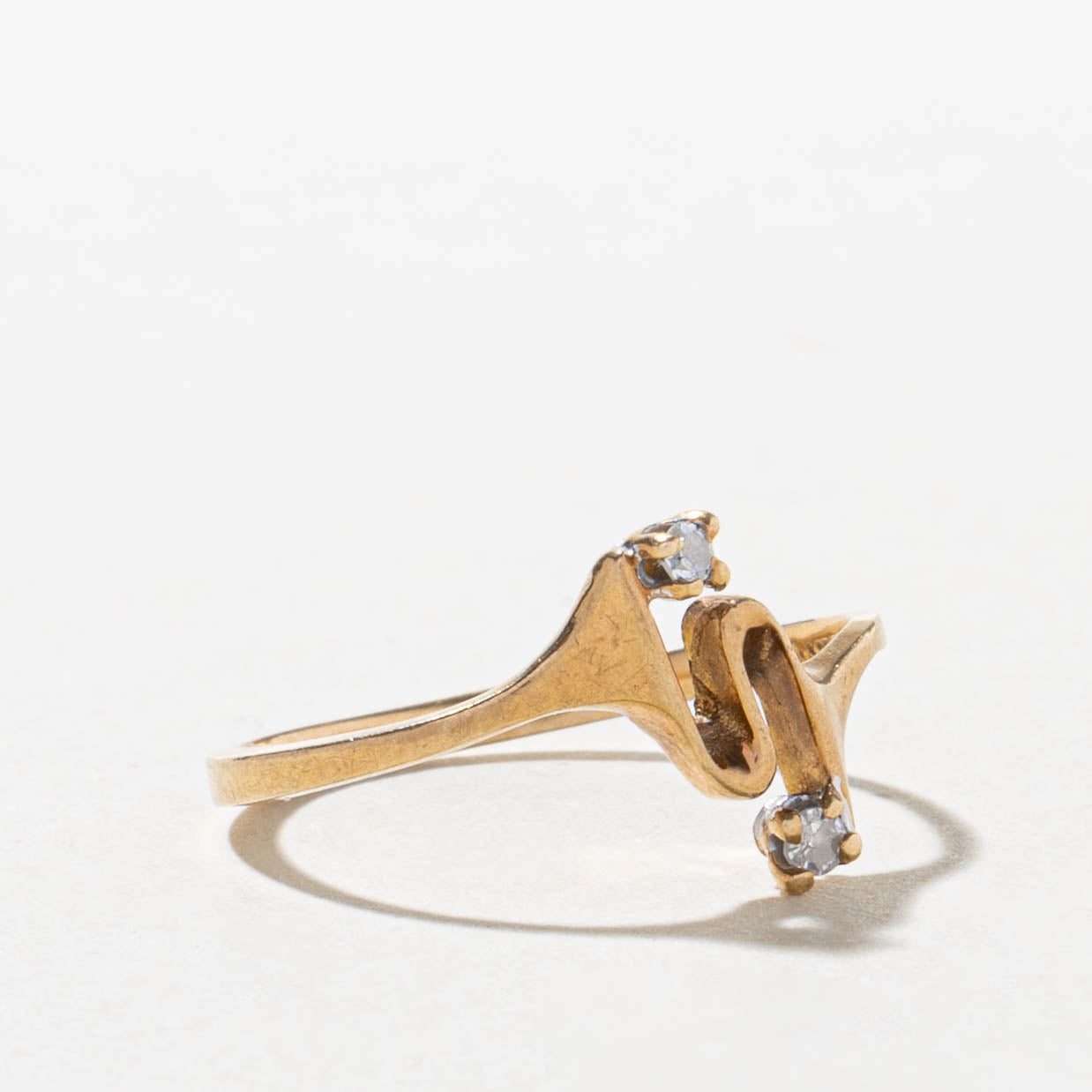 10k Two Stone Diamond Swirl Abstract Ring | SZ 6.25