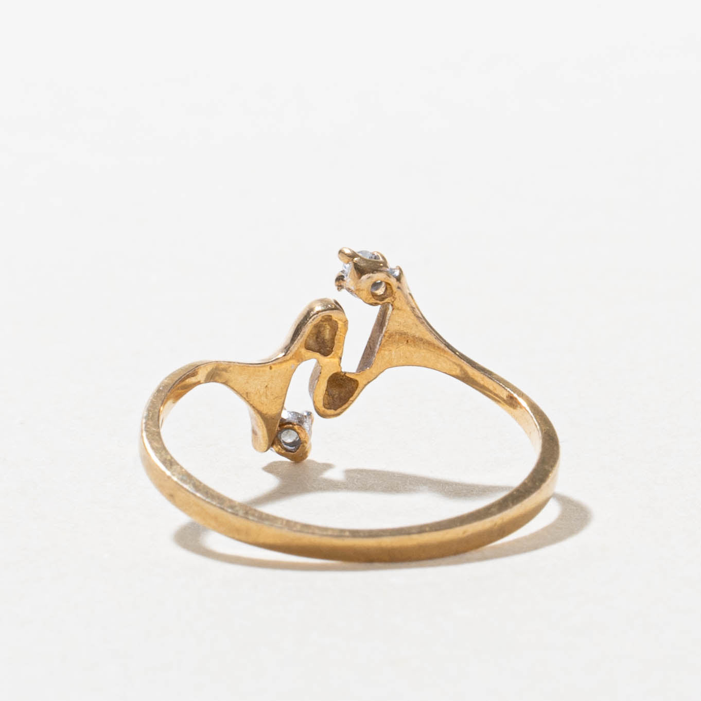 10k Two Stone Diamond Swirl Abstract Ring | SZ 6.25