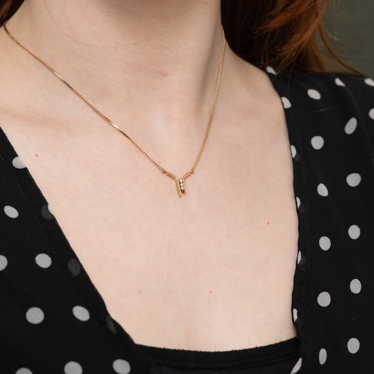 10k Diamond Split Column Pendant Necklace | 16"