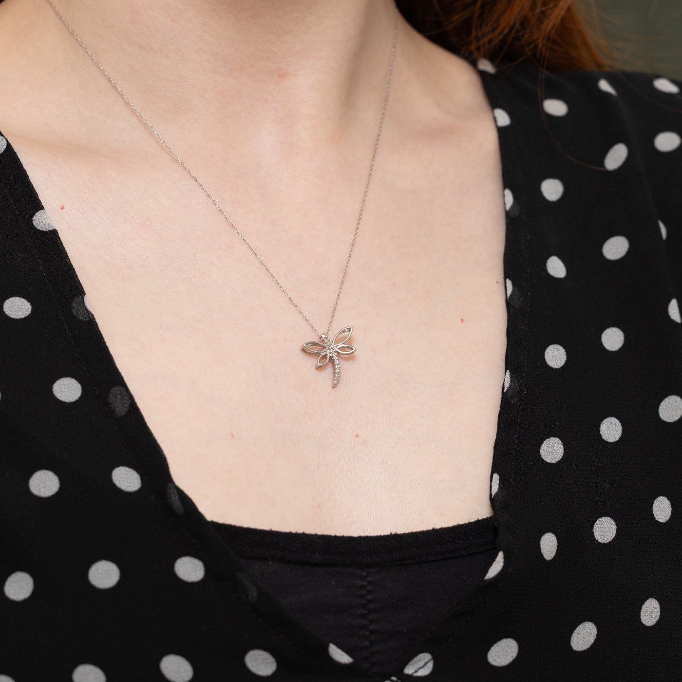 10k Diamond Dragonfly Pendant Necklace | 18"