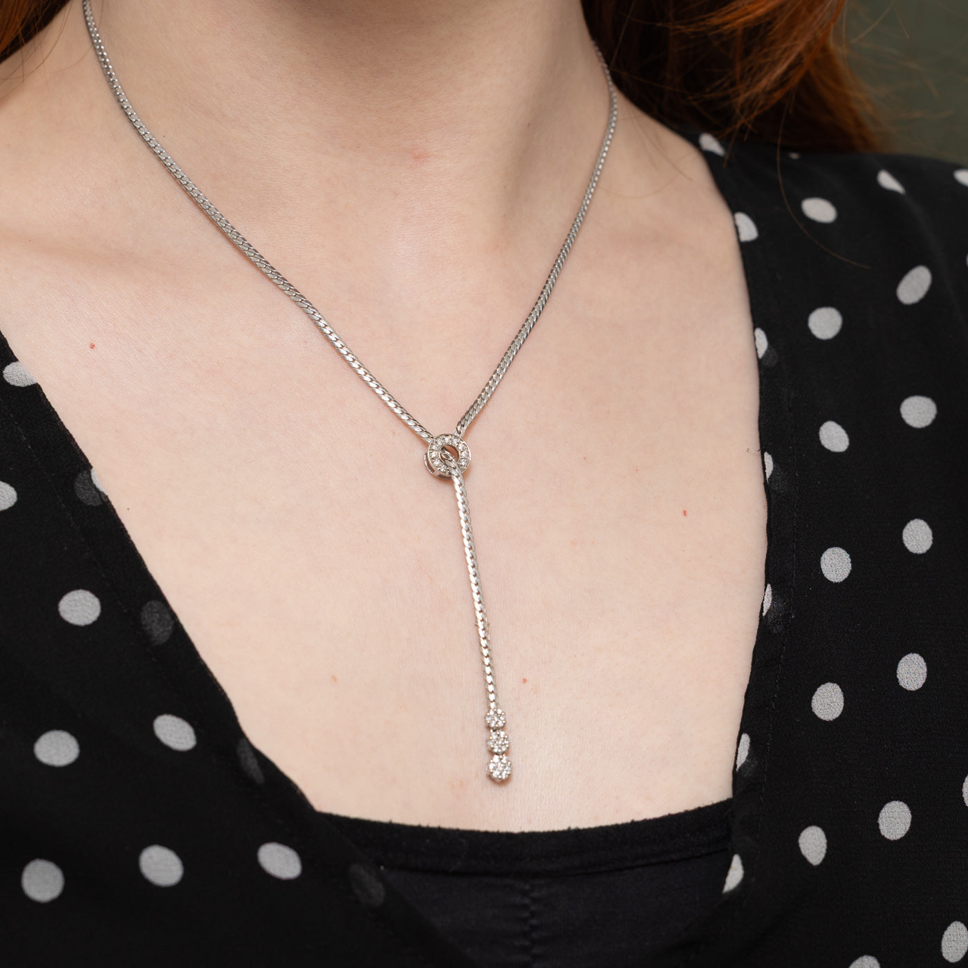10k Diamond Clusters Adjustable Lariat Necklace | 18"