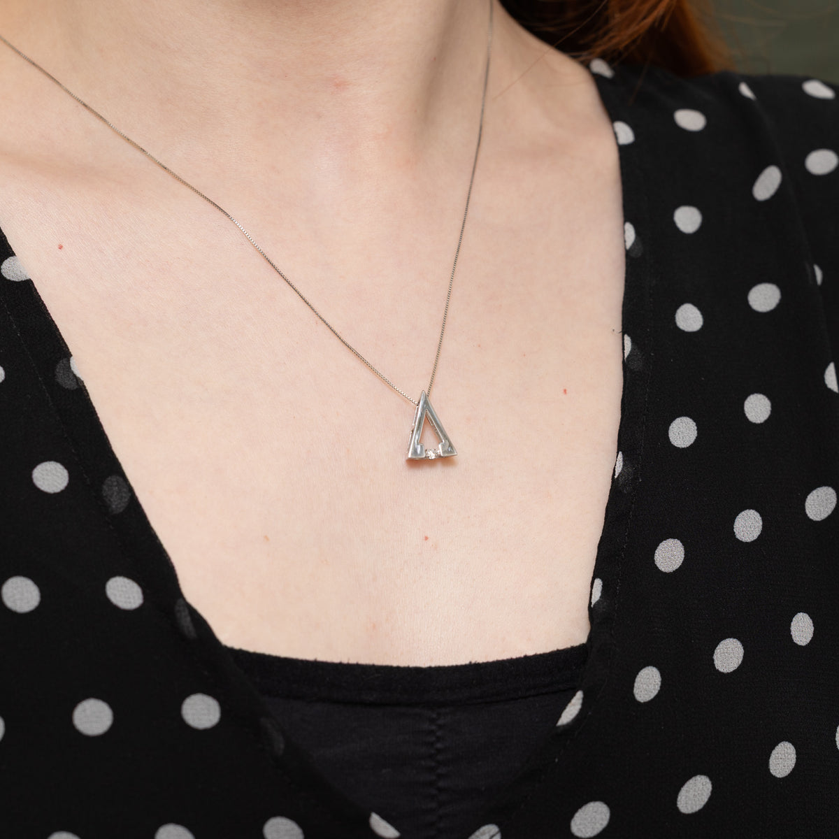 10k Diamond Open Triangle Pendant Necklace | 18.5"