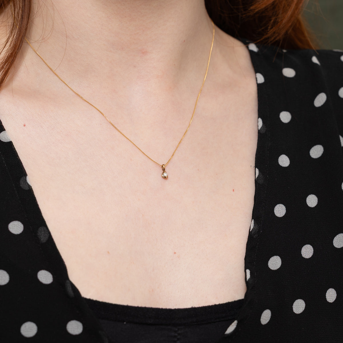 10k Tension Set Diamond Pendant Necklace | 17"