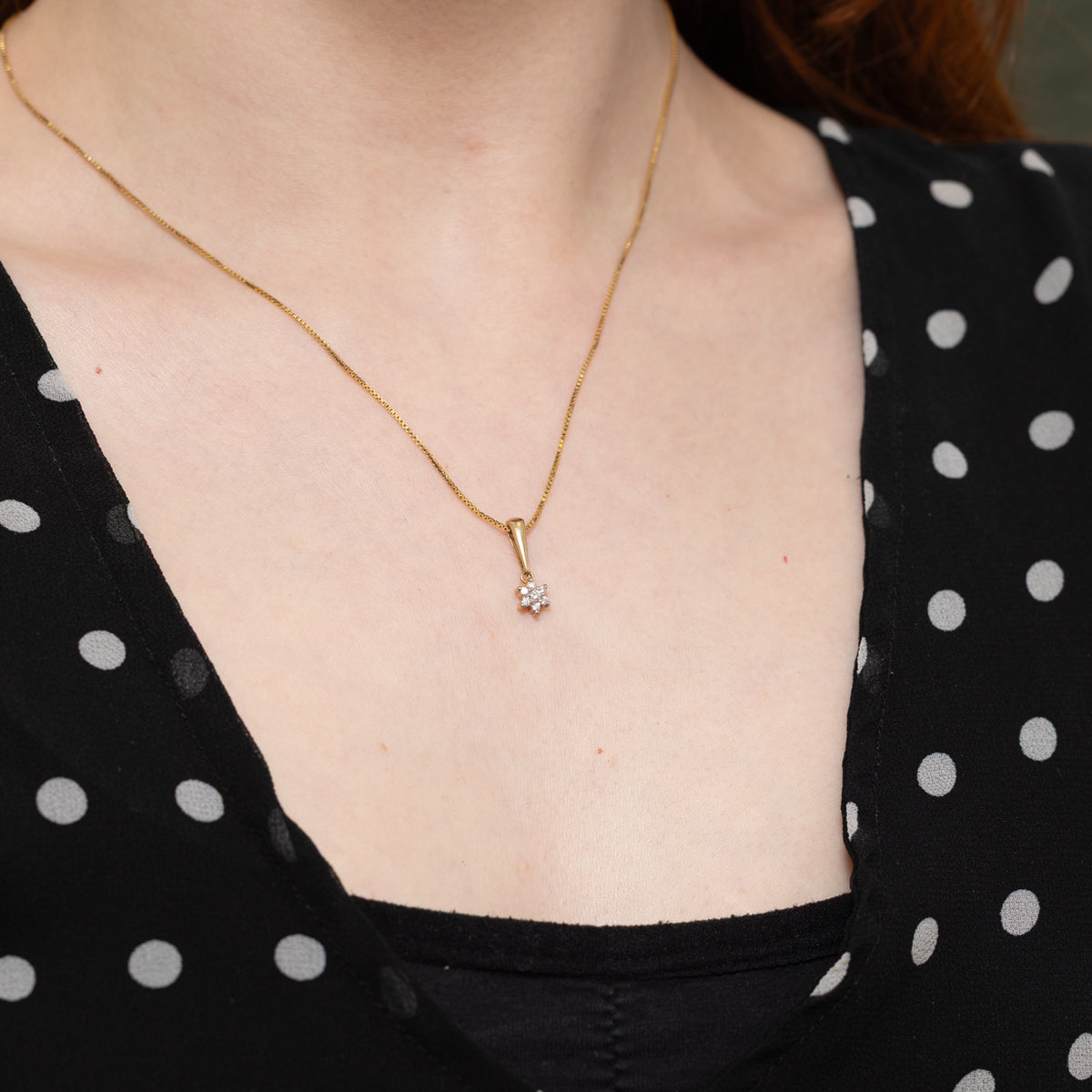 14k Diamond Petal Cluster Pendant Necklace | 18"