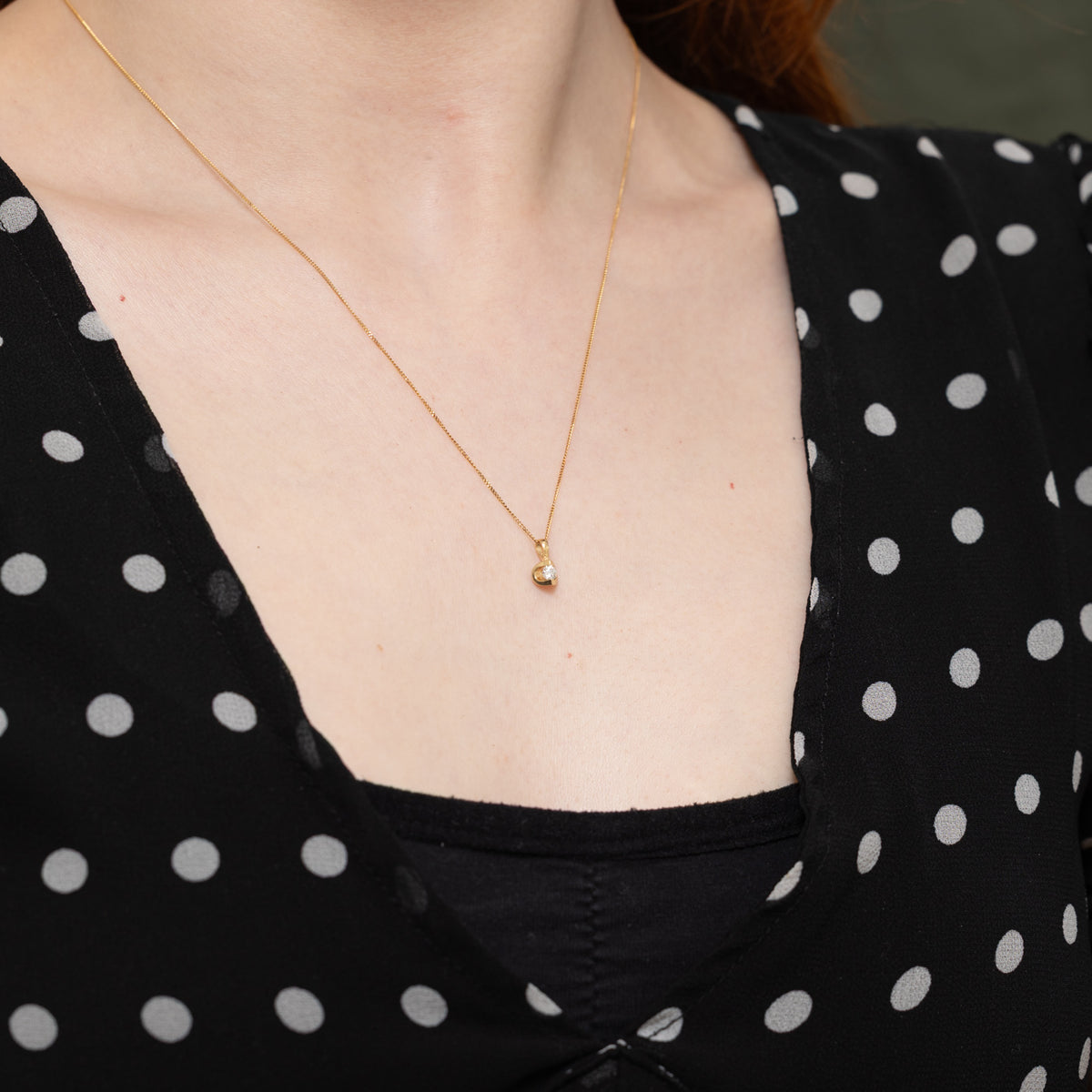14k Tension Set Diamond Heart Pendant Necklace | 19"
