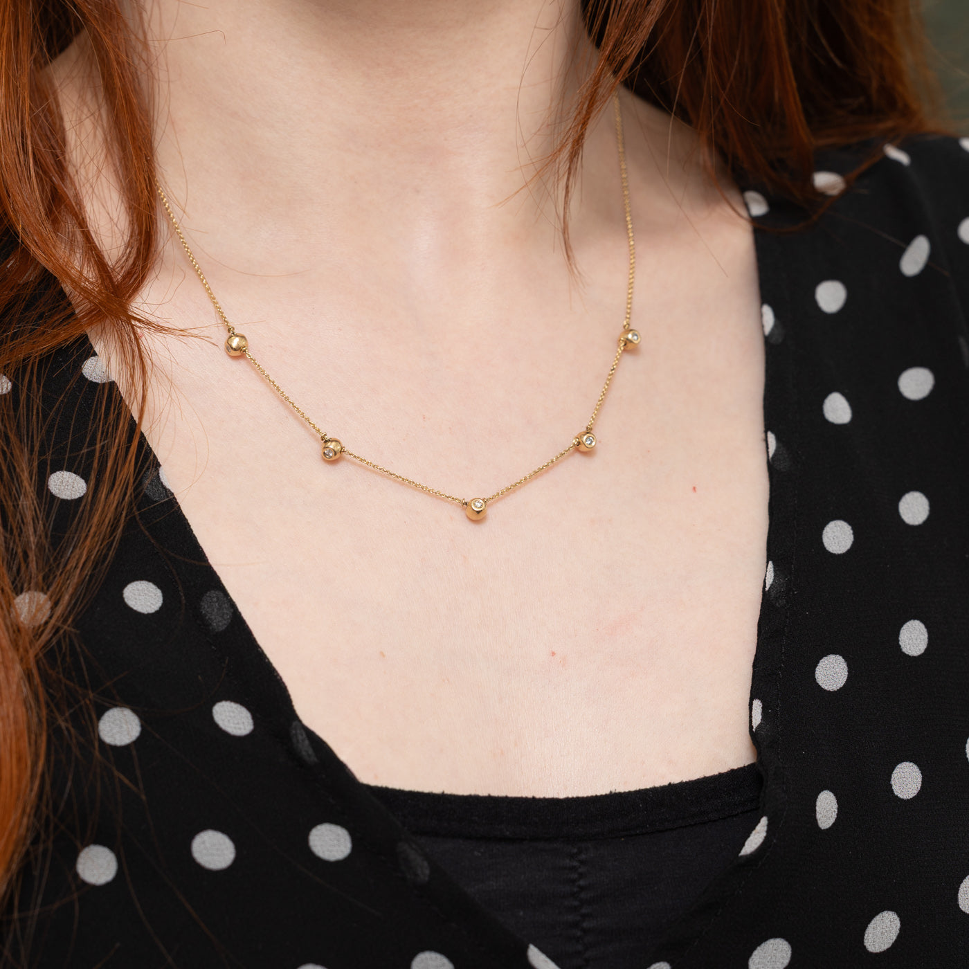18k Five Stone Diamond Satellite Pendant Necklace | 18"