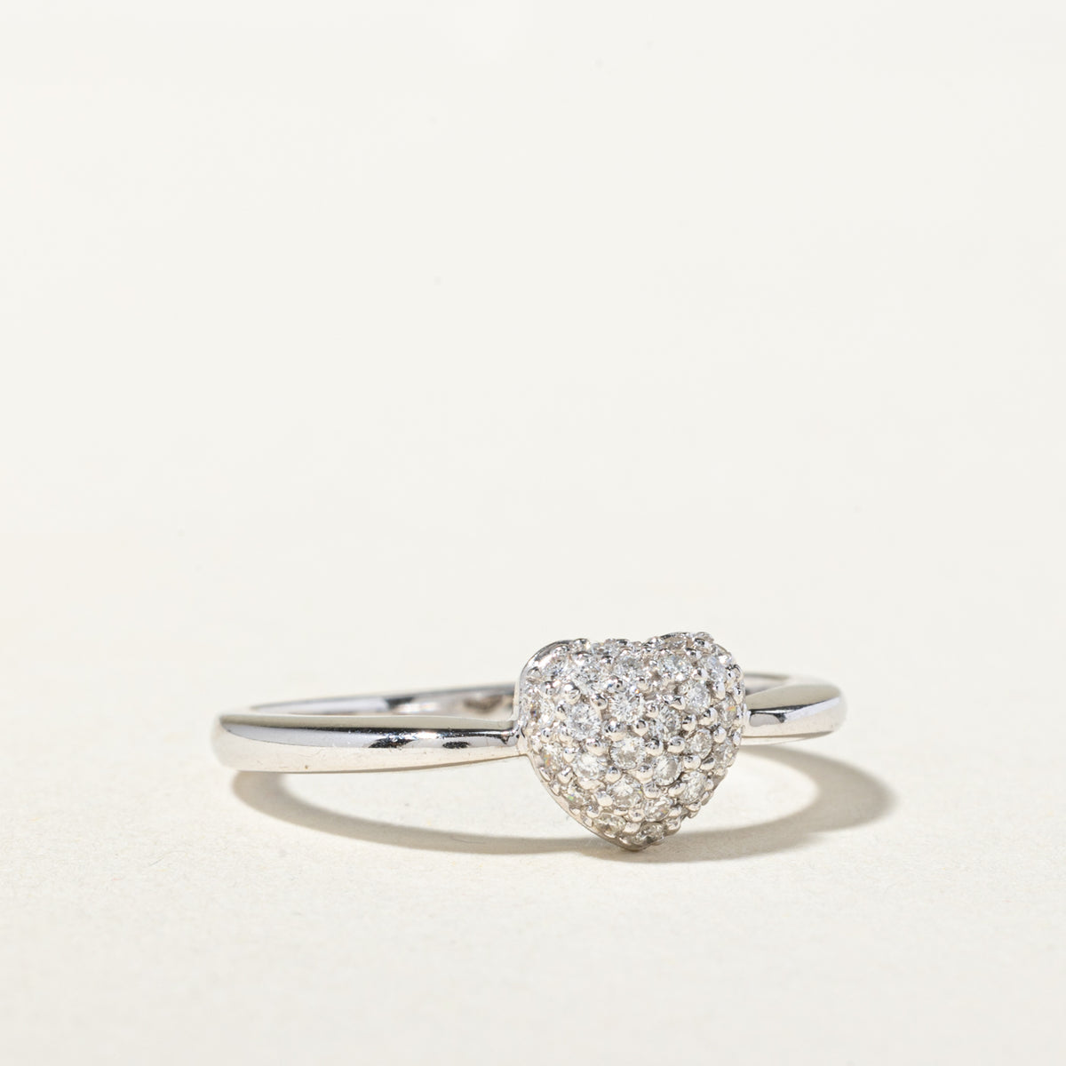 18k Pave Set Diamond Puffed Heart Ring | SZ 6.25