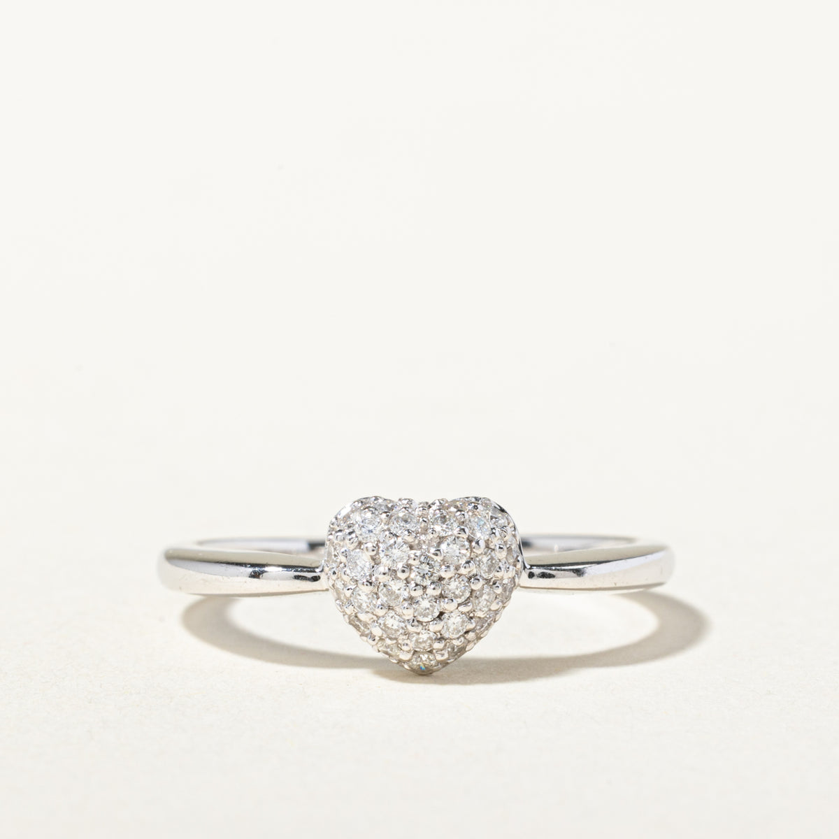 18k Pave Set Diamond Puffed Heart Ring | SZ 6.25