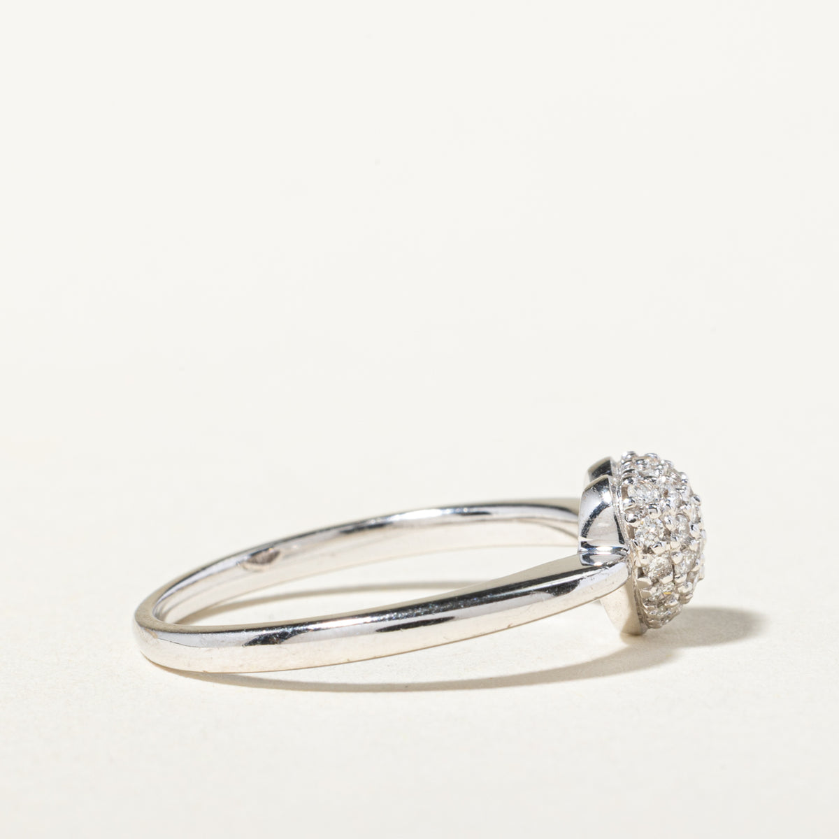 18k Pave Set Diamond Puffed Heart Ring | SZ 6.25