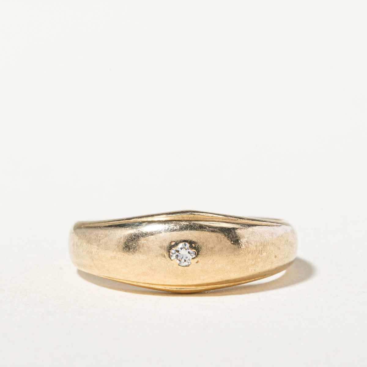 14k Single Stone Diamond Dome Ring | SZ 6.75
