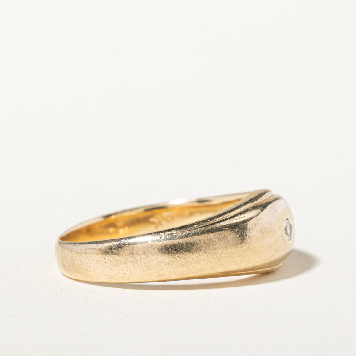 14k Single Stone Diamond Dome Ring | SZ 6.75