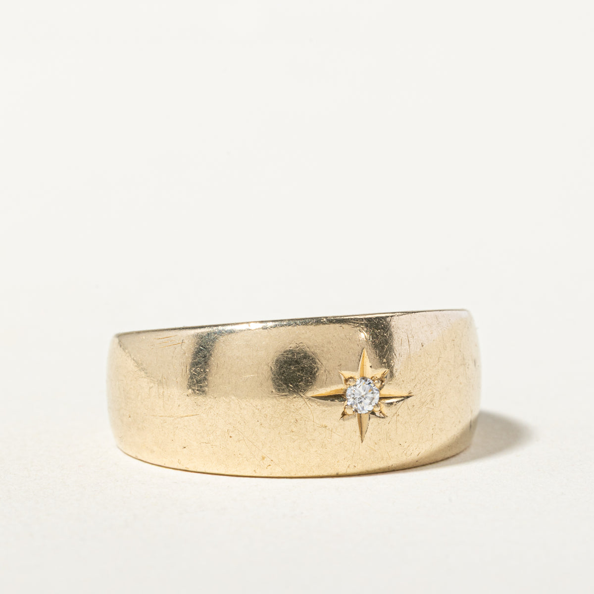 14k Star Set Diamond Plain Band | 10.00mm | SZ 9.5