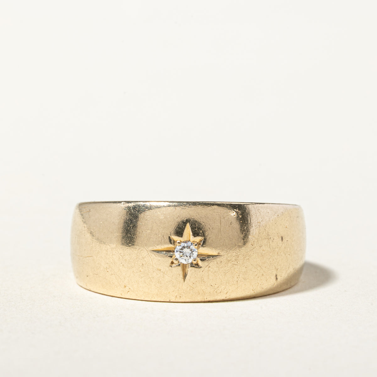 14k Star Set Diamond Plain Band | 10.00mm | SZ 9.5