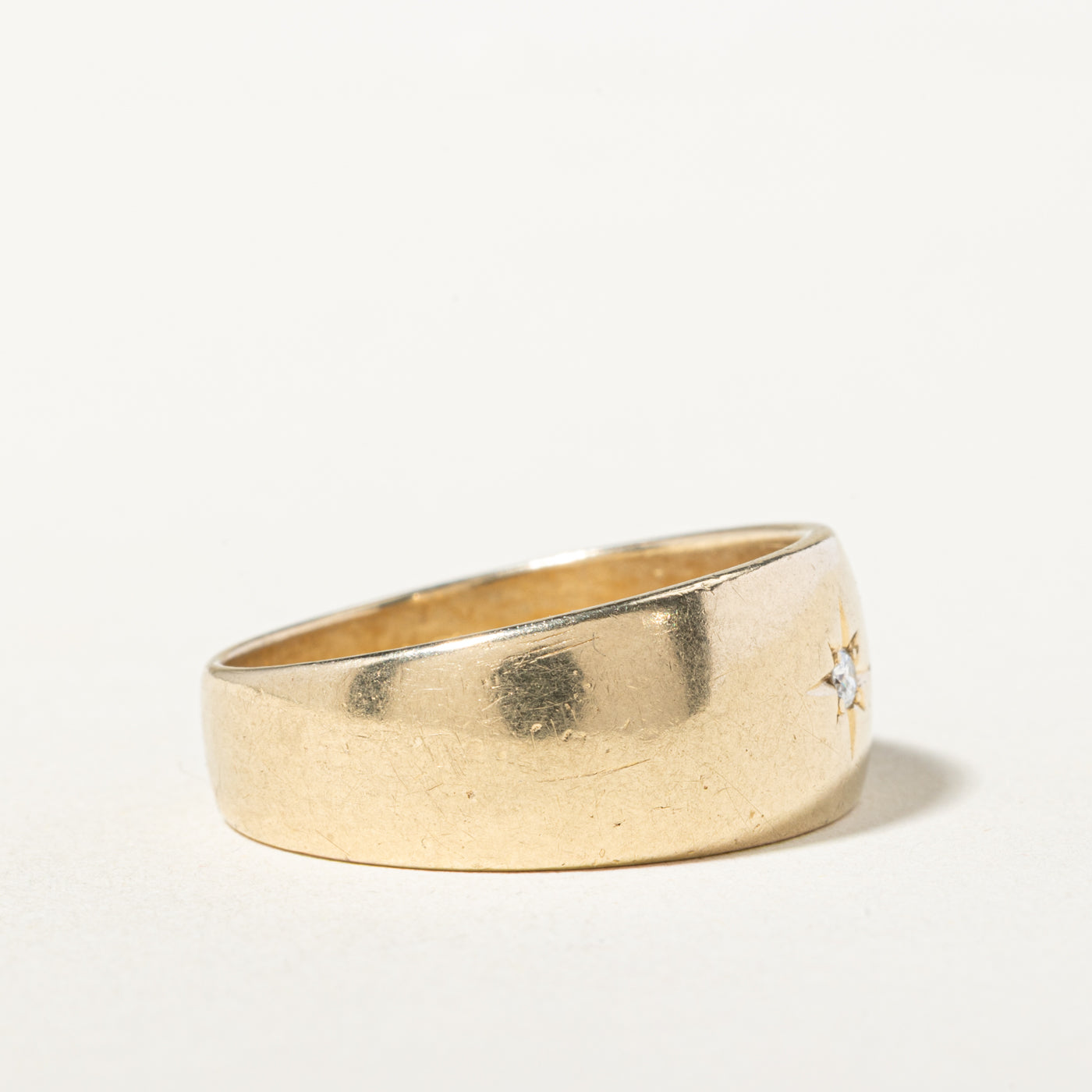14k Star Set Diamond Plain Band | 10.00mm | SZ 9.5