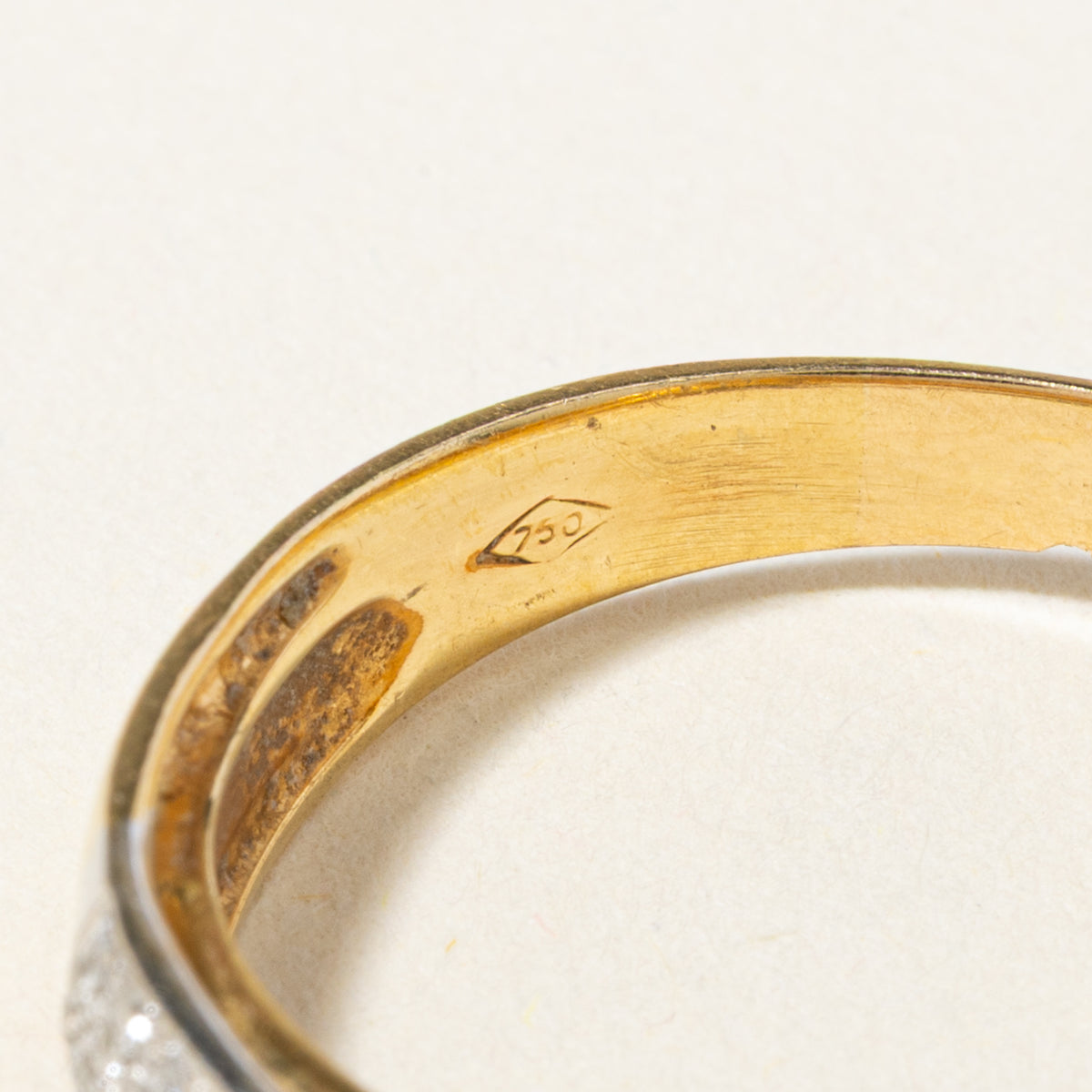 18k Two Tone Multi Row Diamond Cross Over Ring | SZ 9.75