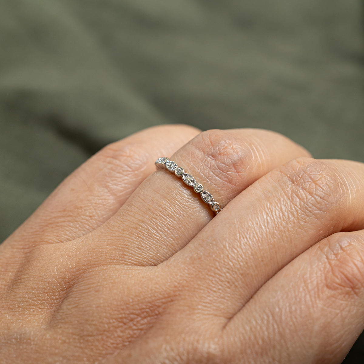 14k Semi Eternity Diamond Marquise Patterned Band | 1.50mm | SZ 6