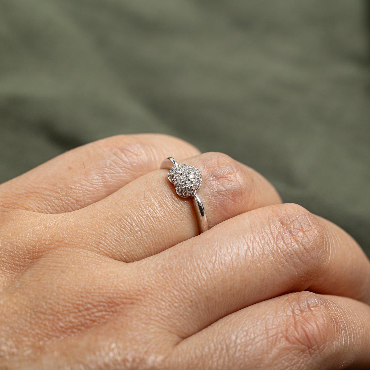 18k Pave Set Diamond Puffed Heart Ring | SZ 6.25