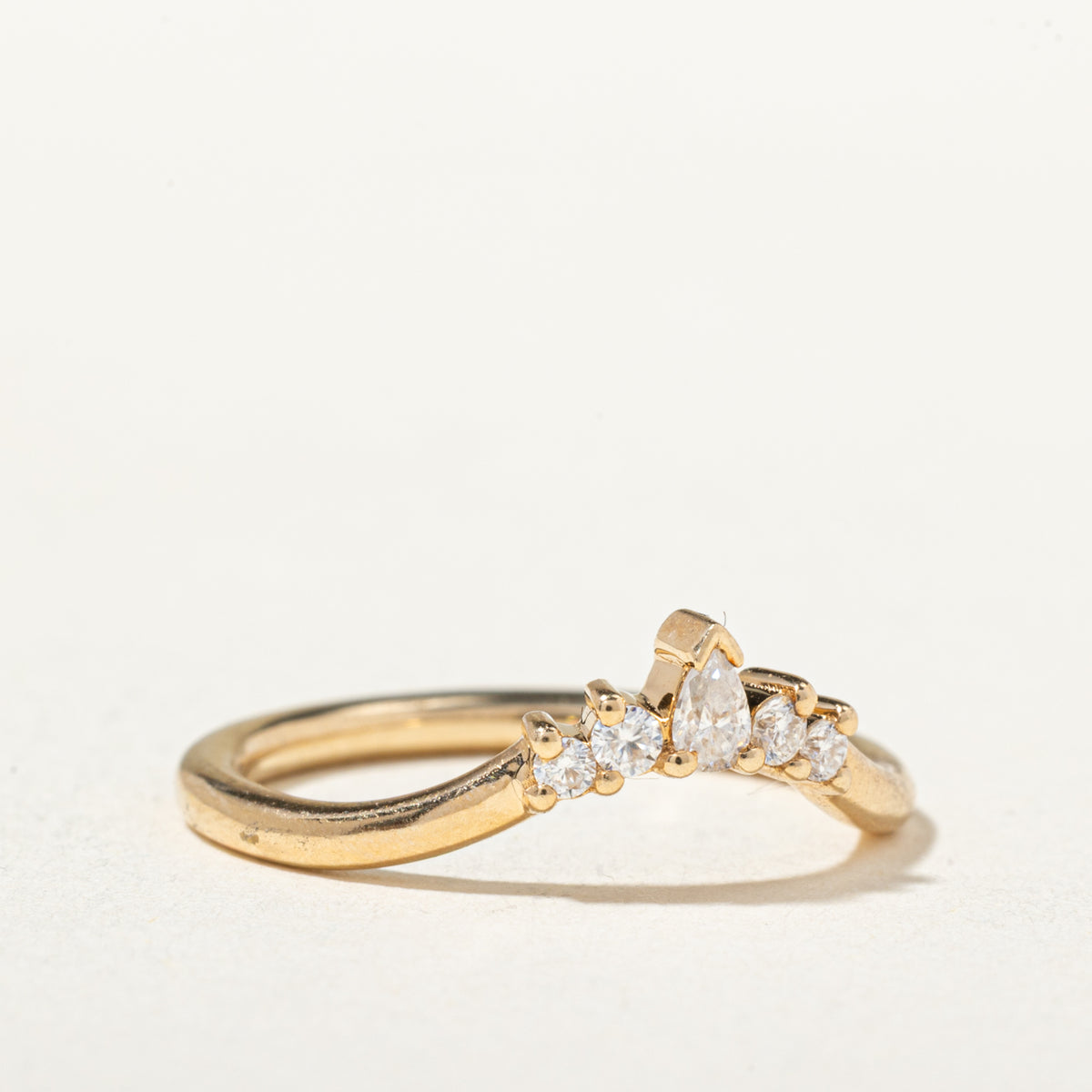 14k Pear Cut Diamond Accented Contour Ring | SZ 4.25